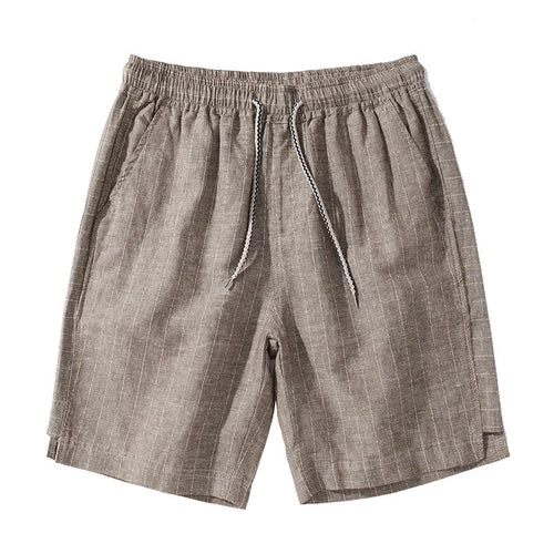 Bermuda de Linho Listrada Venazzi VZ503 em linho nobre com listras discretas e caimento leve para visual sofisticado.