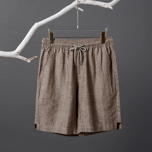 Bermuda de Linho Listrada Venazzi VZ503 em linho nobre com listras discretas e caimento leve para visual sofisticado.