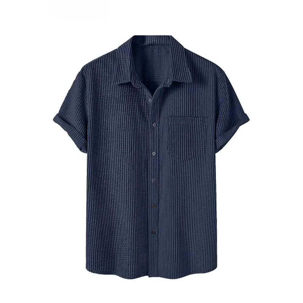 Camisa Manga Curta em Veludo Cotelê Venazzi VZ580 com veludo cotelê, caimento elegante e estilo moderno para looks casuais ou refinados.