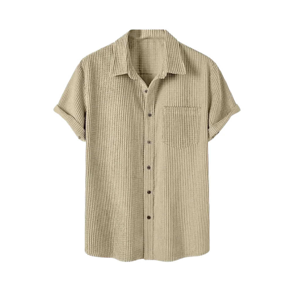 Camisa Manga Curta em Veludo Cotelê Venazzi VZ580 com veludo cotelê, caimento elegante e estilo moderno para looks casuais ou refinados.